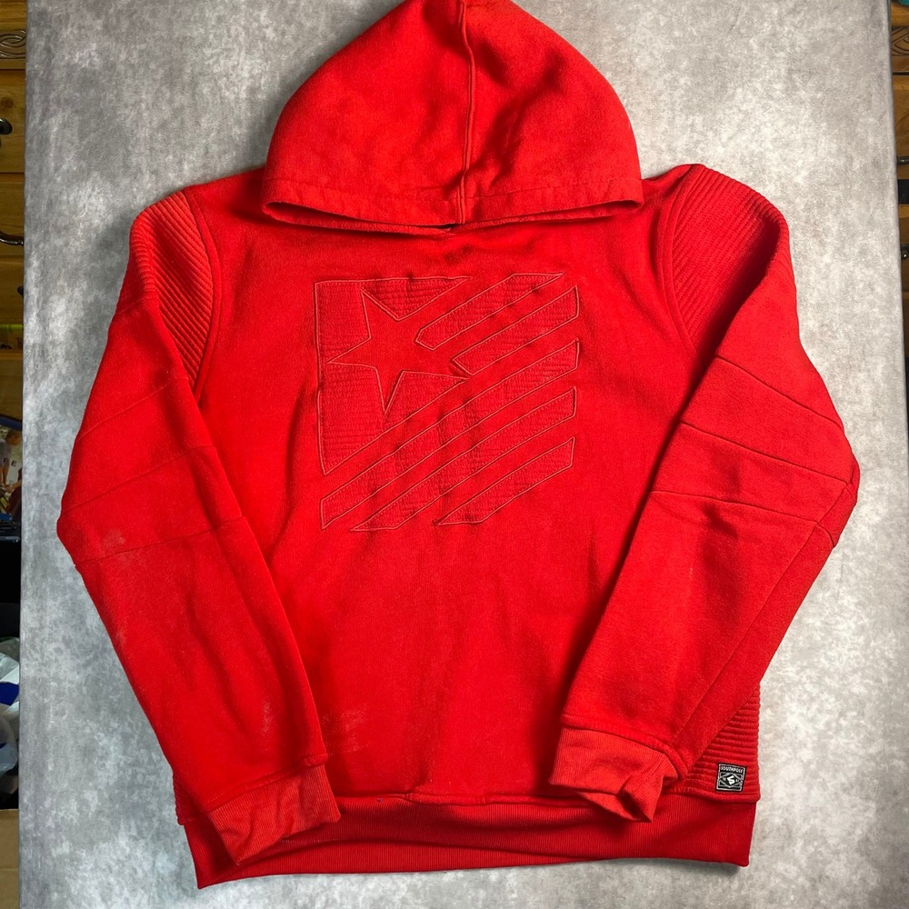 Southpole Mens Red Moto Ribbed Graphic Hoodie XXL Authentic Collection Pullover‎